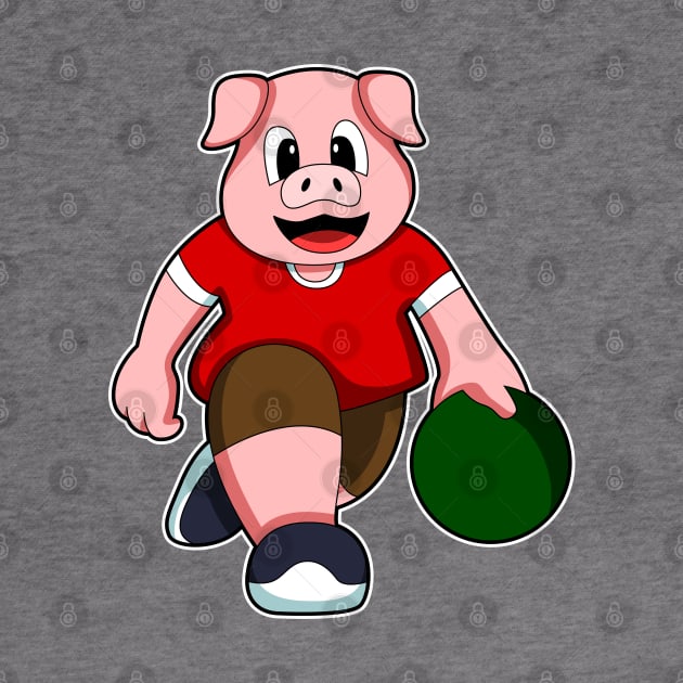 Pig at Bowling with Bowling ball by Markus Schnabel